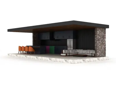 modern garden gazebo 02 Low-poly 3D model