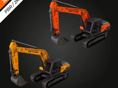 Excavator Low-poly 3D model