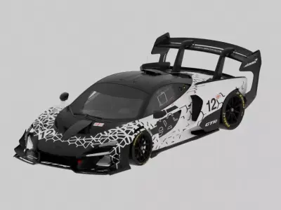 McLaren Senna GTR-2020 Black and White 3D model