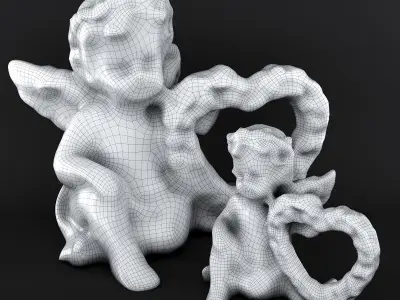 Sculpture Angel with a heart 3D model