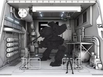 Sci-Fi hangar module 3D model