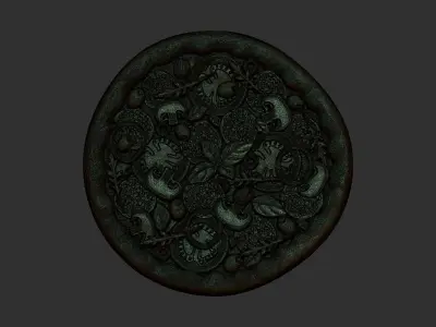 Pizza with leaves 3D print model