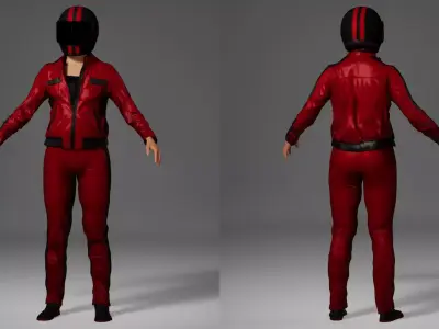 Redline Racer Realistic Outfit Low-poly 3D model