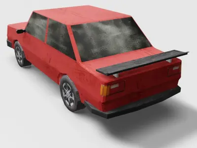 Old car  Low-poly 3D model