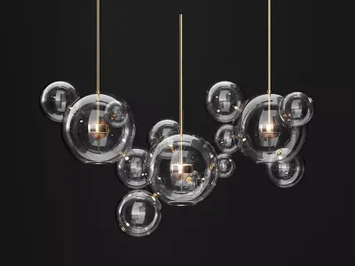 Chandelier Giopato and Coombes BOLLE 14 bubbles Clear GOLD 3D model