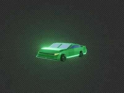 Basic Non-Model Green Sports Car Low-poly 3D model