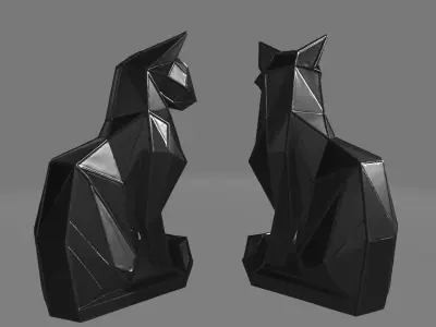 Minimalist Geometric Cat Sculptures 3D print model