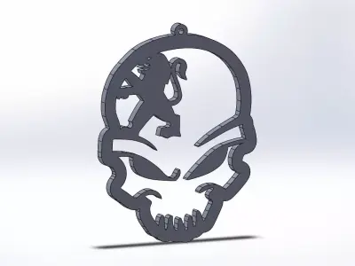 Peugeot keychain logo oriktown skull 3D print model