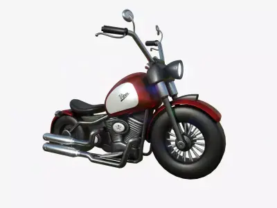Motorcycle Cartoon A12 Red White - Custom Vehicle Design Low-poly 3D model