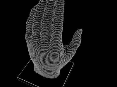 Figurine in the form of a hand made of metal plates 3D model purchase