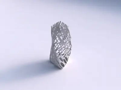 Vase twist triangle with cracked and twisted organic lattice 3D print model