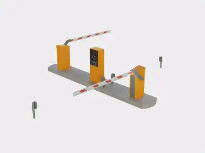 Barrier Gates Ticket Machine Parking Lot Lowpoly Low-poly 3D model
