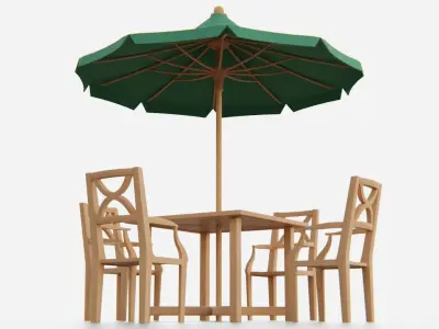 Umbrella Table Patio Chair id 4 Low-poly 3D model