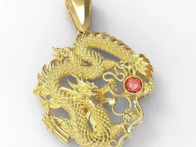 Vintage dragon pendant 3D print model