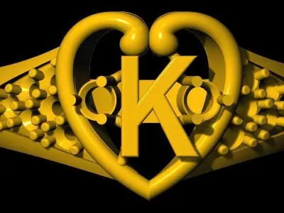 K Alphabet Jewelry Ring 3dm file 3D print model