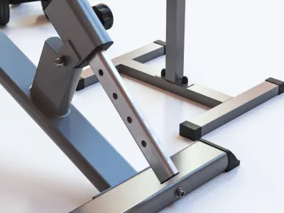 Excercise bench with equipment 3D model