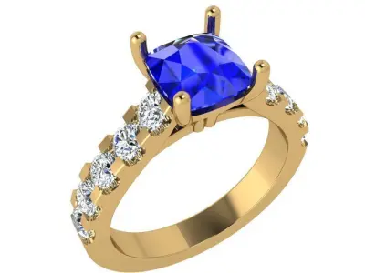 Cushion Cut Ring 3484 3D print model