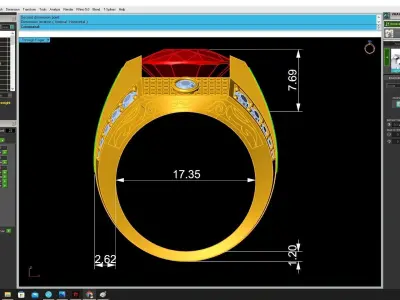 Luxury Dragon Signet Ring with Large Gemstone CAD 3412 3D print model