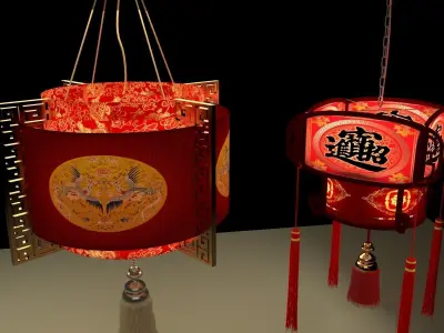 Chinese Red Lantern 3D model 30