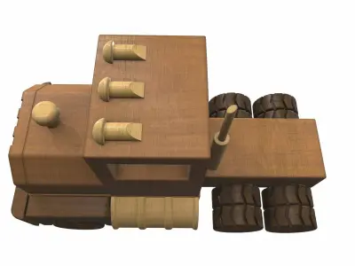 Wooden car toy truck 3 Free 3D model