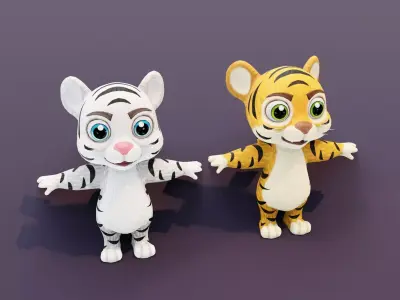 Cartoon Tiger Animated 3D Models Low-poly 3D model