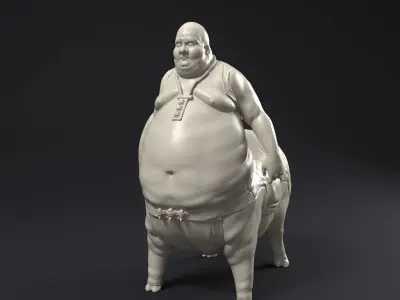 Pig man statue printable 3D print model