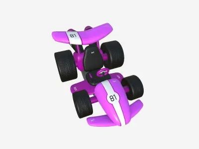 Cartoon Kart A05 Pink - Vehicle Racing Design Low-poly 3D model