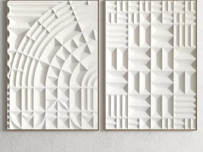 Plaster Two Photo Frame E-12 Low-poly 3D model