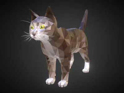 Cat Grey  Animal Low Polygon Art Farm Animal Low-poly 3D model