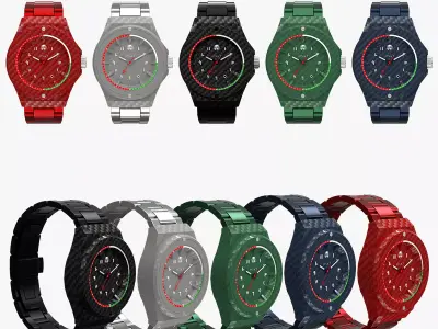 Stylized Carbon Fiber Wristwatches 3D model