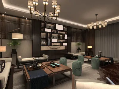 Chinese style interior 3D model