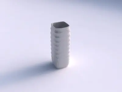 Vase quadratic tall with sections and twisted lines 3D print model