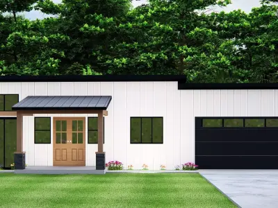 Modern American House Exterior 3D Mode Minimalist Architecture 3D model