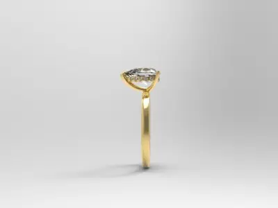 Pear Hidden  Halo Engagement Ring Free 3D print model