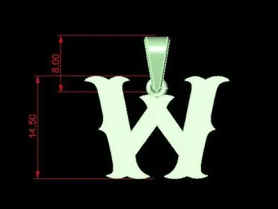 W alphabate pendant  3D print model