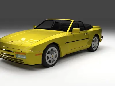 Porsche 944 Cabrio with interior 3D model