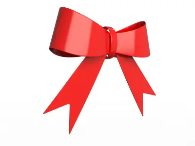 Gift ribbon red simple cartoon Low-poly 3D model