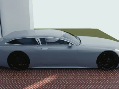 BLENDER EEVEE Brandless Sports GT shooting brake Low-poly 3D model