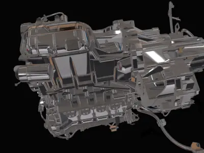 trem de forca motor Low-poly 3D model