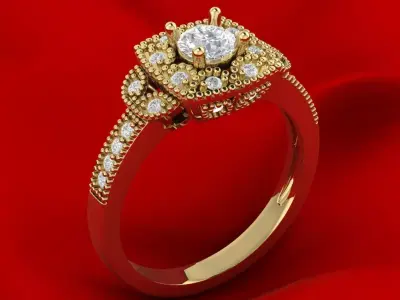 Vintage luxury engagement ring 3D print model purchase