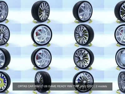 ORTAS CAR RIM 27-28 GAME READY RIM TIRE AND DISC 3D Model Pack