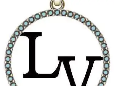 Pendant LV Circle 3D model Texture 3D print model