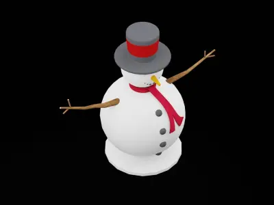 Christmas Snow Man  Low-poly 3D model
