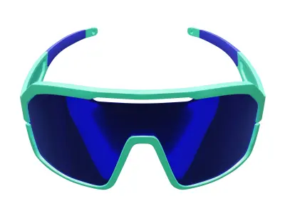 Teal  Blue Sports Sunglasses Free 3D model