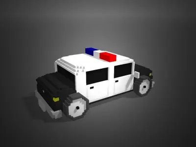 Police car Voxel Low-poly 3D model