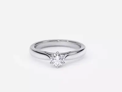 ZDR0177 engagement ring with diamond in center 3D print model