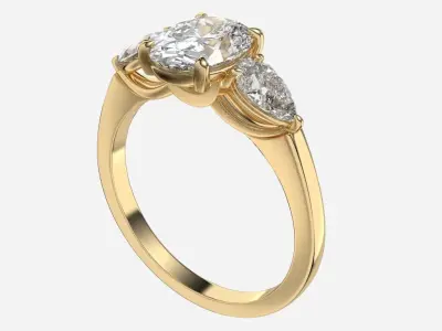 Three Stone diamond Ring 3D print model