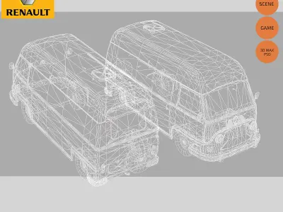 Renault Estafette Military Low-poly 3D model