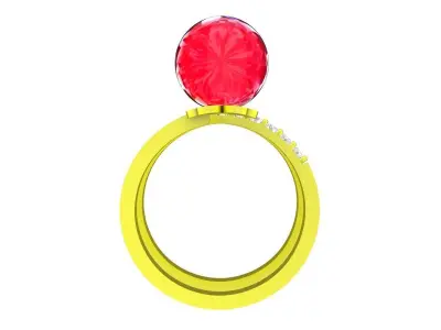 Luxury Floral Open Band Center Stone Ring 5635 3D print model