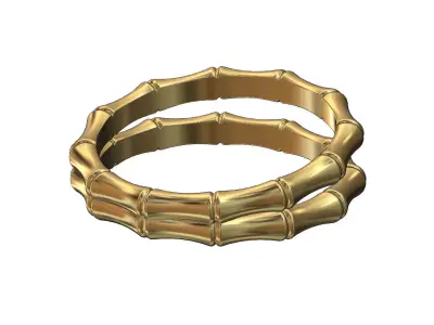 Double row bamboo shaped band US sizes 6 7 8 9 3D print model